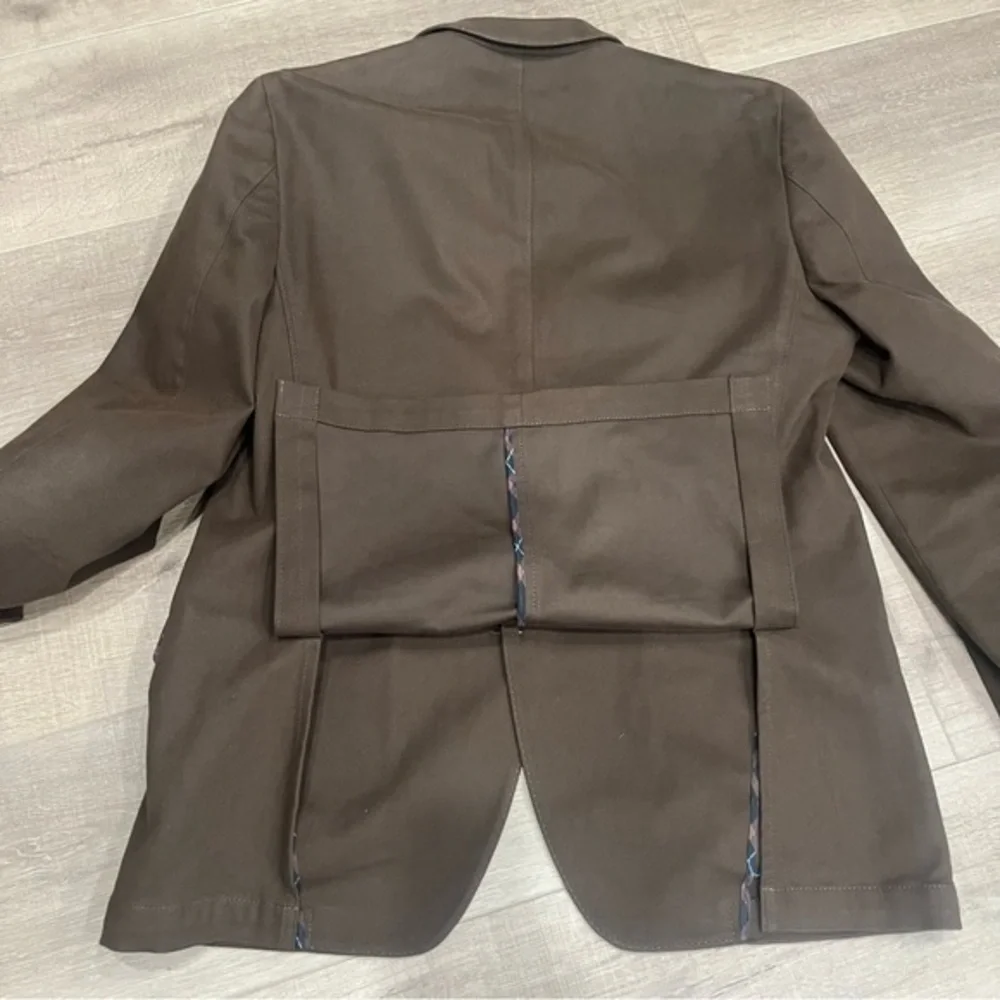 Kroon Luxury Men 46 Brown Cotton Jacket Double Vent‎ 2 Button Blazer